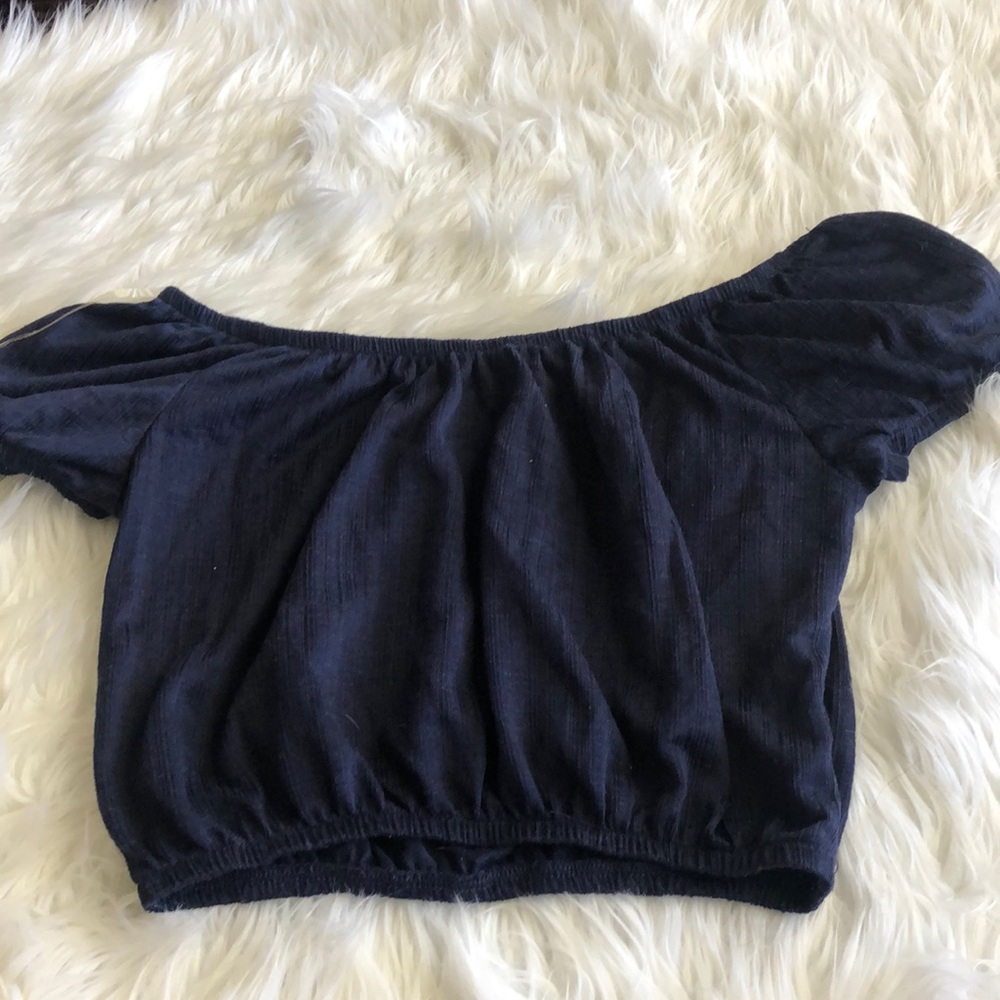 Off the shoulder navy crop top